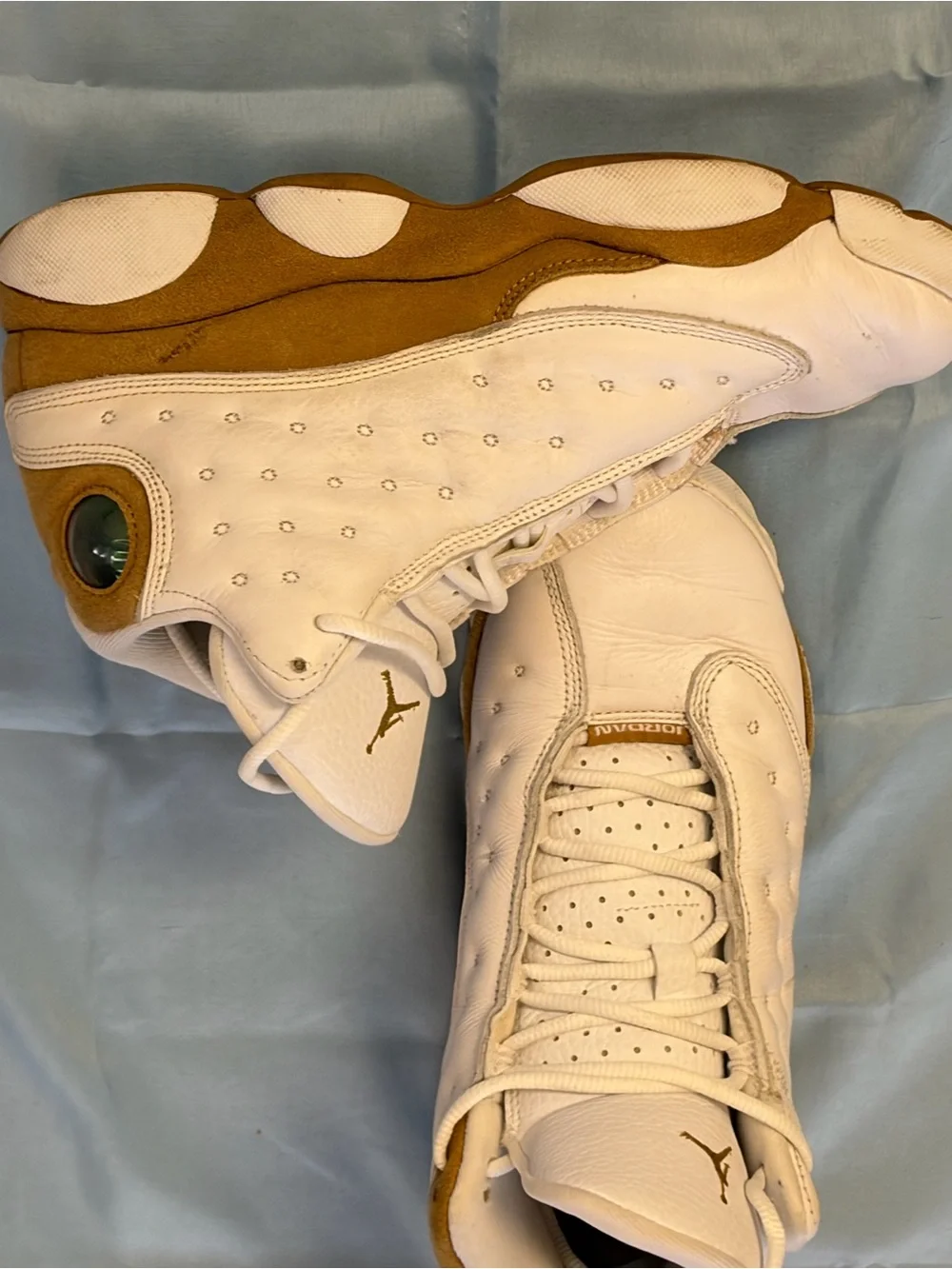 Jordan Men's White and Tan High-Top Basketball Sneakers